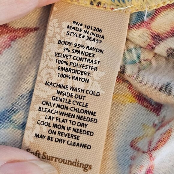 Soft Surroundings Fifi Floral Embroidered Boho Tunic Medium Petite - Picture 8 of 11